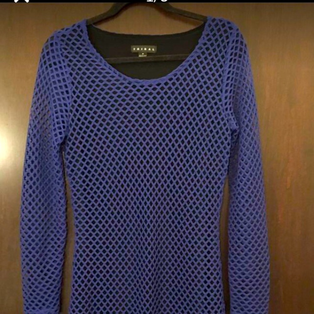 Blue fishnet dress